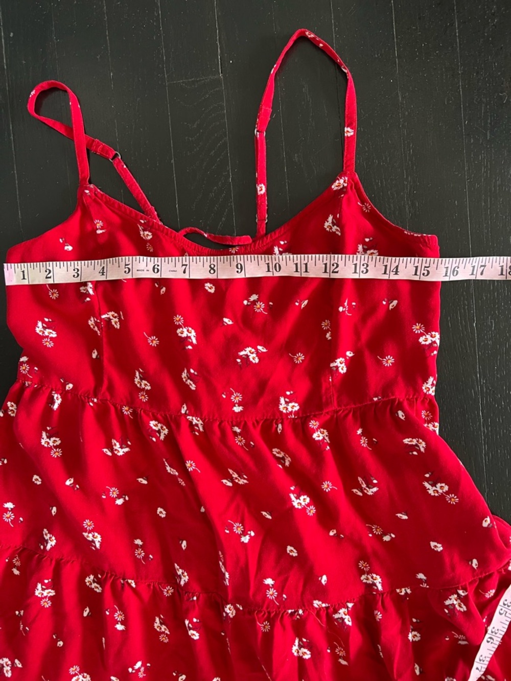 Hollister Red Floral Spaghetti Strap Dress - Picture 6 of 8